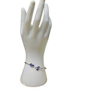 Talia Rhodium Bangle Bracelet With Sapphire Crystal Stones
